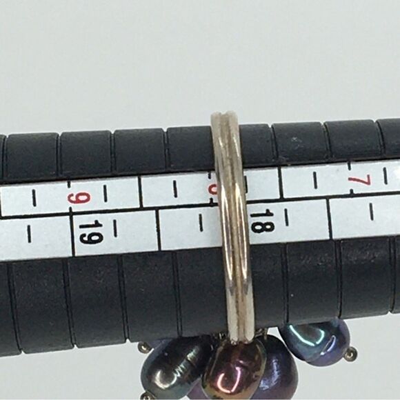 Sterling Silver Cha Cha Ring 925 Oil Slick Peacock Pearl Bauble Statement - Picture 7 of 8